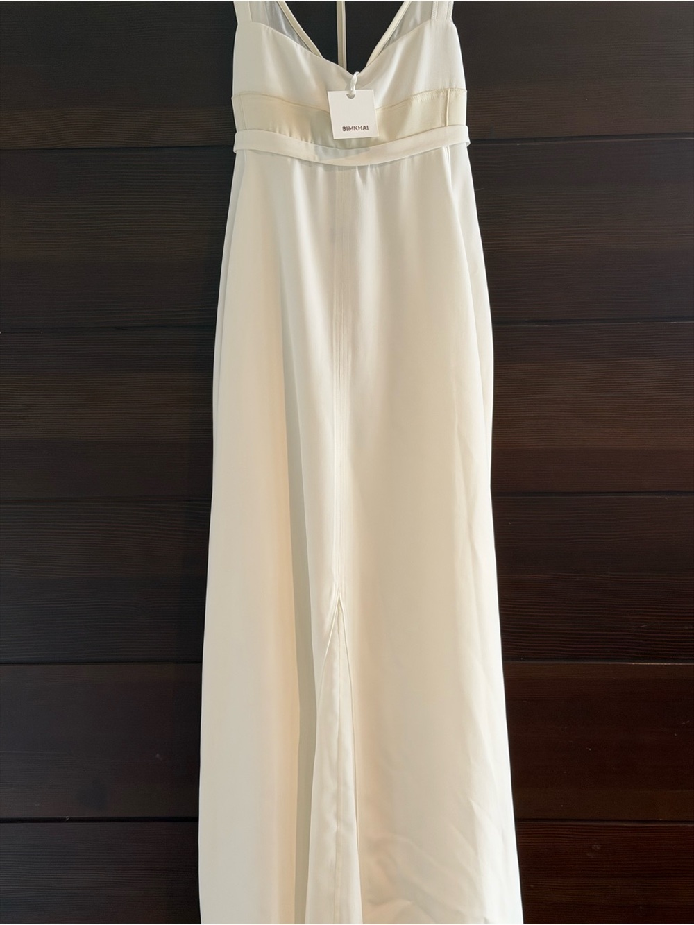 Ivory Halter Maxi Dress with Waist Tie - Picture 8 of 15